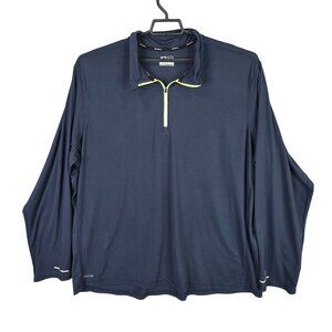 Mens Russell Blue Athletic Training Fit Pullover 1/4 Zip Shirt Long Sleeve 3XL